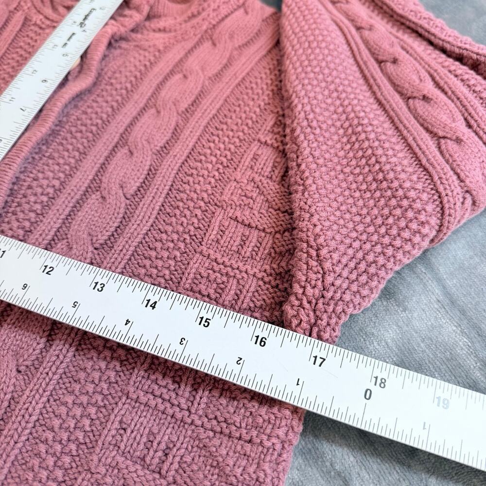 LL Bean Vintage Made in USA Purple Cable Knit Cotton Cardigan Sweater Womens S - Picture 9 of 10